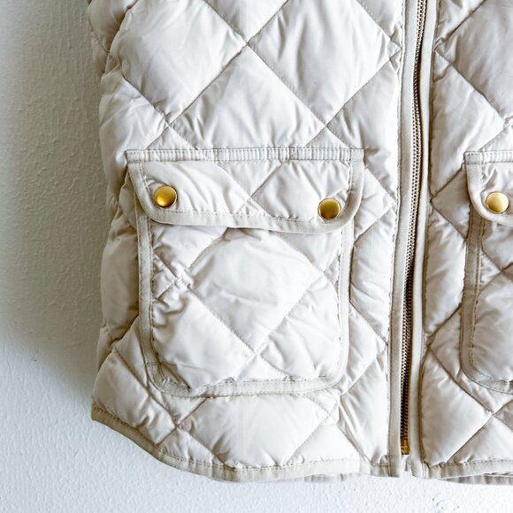 J. CREW Down Quilted Excursion Vest in Bisque/Cream with Gold Tone Hardware SZ S - Picture 3 of 7